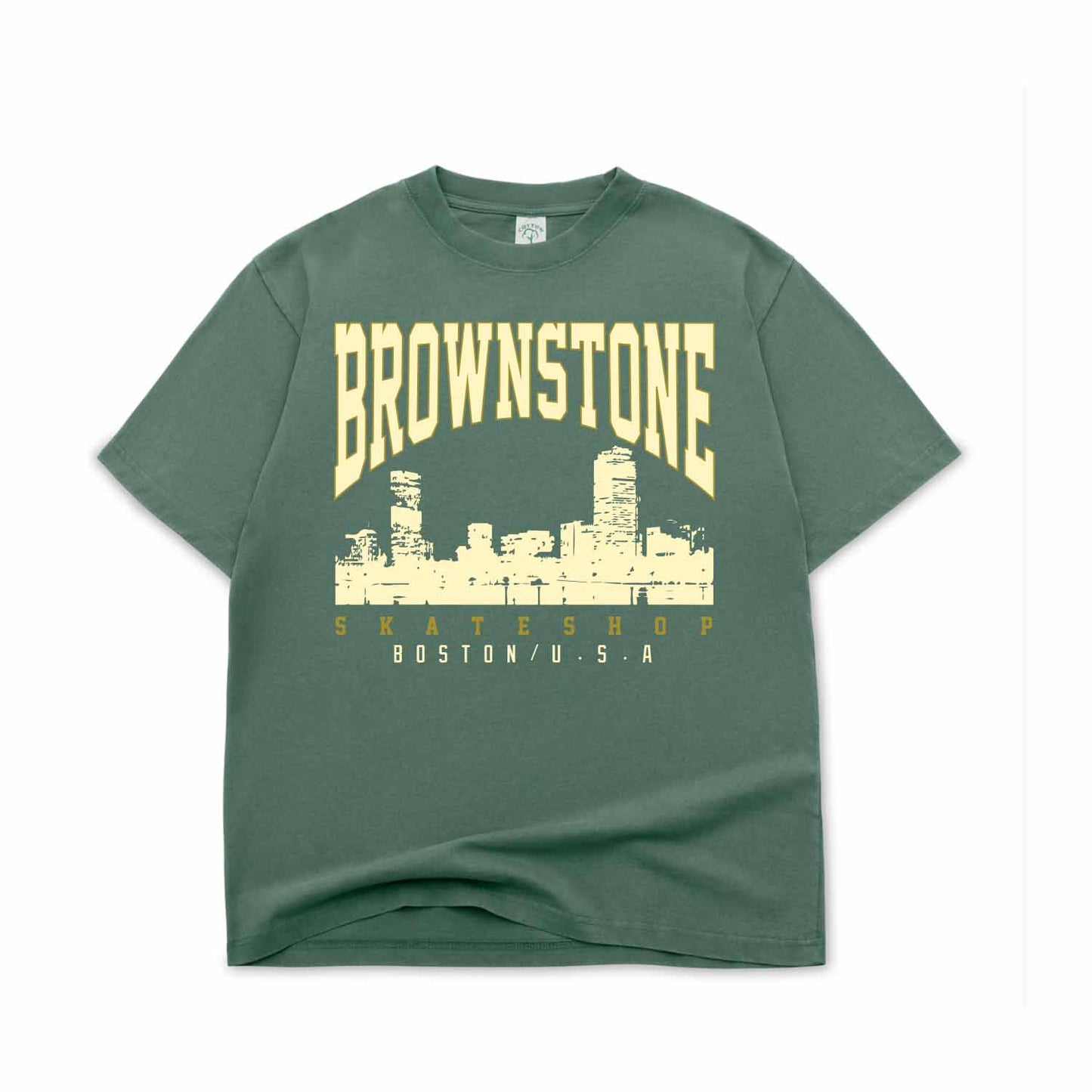 Brownstone Skateshop Skyline Green Vintage Washed T-Shirt