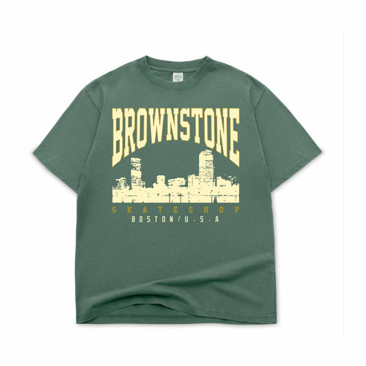 Brownstone Skateshop Skyline Green Vintage Washed T-Shirt