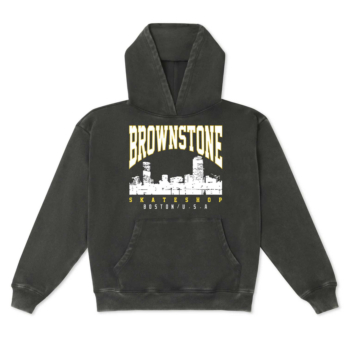 Brownstone Skateshop Skyline Vintage Black 11 OZ Hoodie