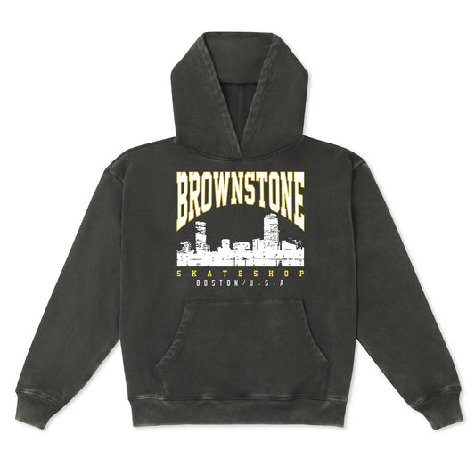 Brownstone Skateshop Skyline Vintage Black 11 OZ Hoodie
